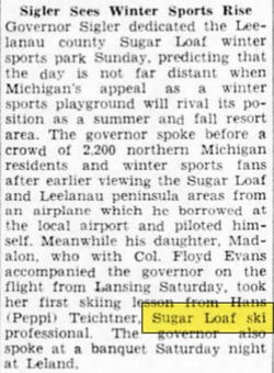 Sugar Loaf Resort - Jan 1947 Governor Dedicating